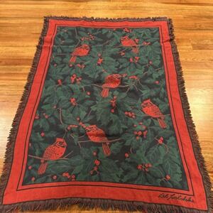 VTG Blanket Birds Tapestry Timberlake Throw Sofa 50" X 60" Red Cardinal